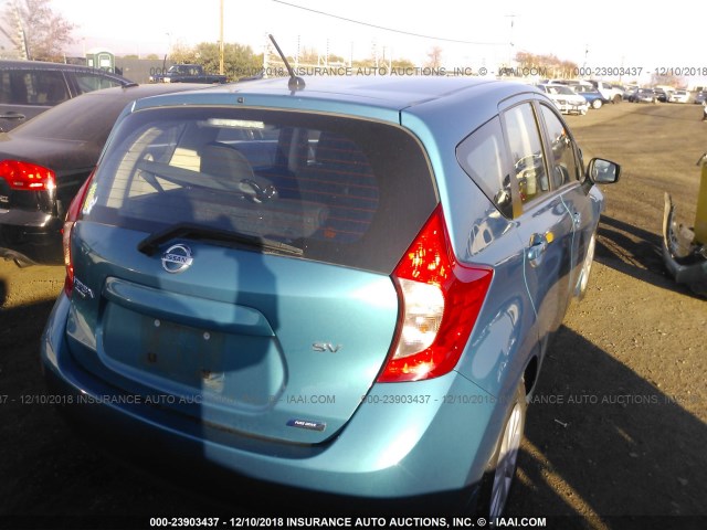 3N1CE2CP0FL390339 - 2015 NISSAN VERSA NOTE S/S PLUS/SV/SL/SR TEAL photo 4