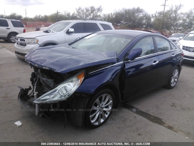 5NPEC4AC7DH534263 - 2013 HYUNDAI SONATA SE/LIMITED BLUE photo 2