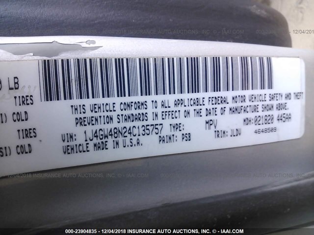 1J4GW48N24C135757 - 2004 JEEP GRAND CHEROKEE LAREDO/COLUMBIA/FREEDOM 银色 照片 9