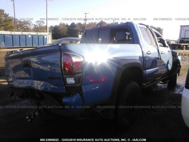 5TFCZ5AN9JX146268 - 2018 TOYOTA TACOMA DOUBLE CAB/SR/SR5/TRD SPO BLUE photo 4