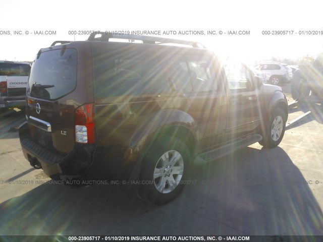 5N1AR18U15C738527 - 2005 NISSAN PATHFINDER LE/SE/XE Bordo foto 4