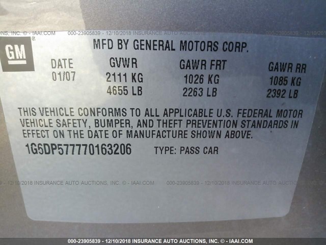 1G6DP577770163206 - 2007 CADILLAC CTS HI FEATURE V6 GOLD photo 9