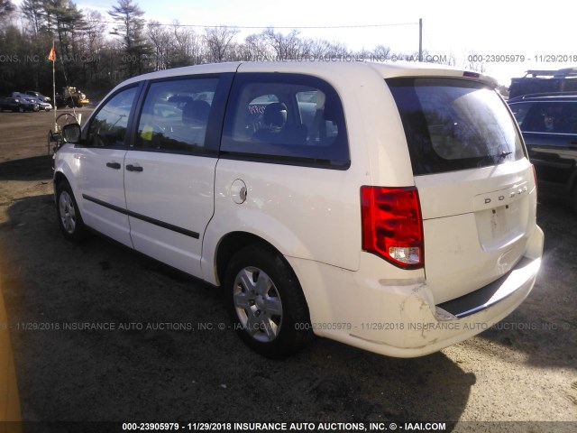 2C4RDGBG8DR622601 - 2013 DODGE GRAND CARAVAN SE WHITE photo 3