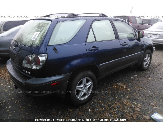 JTJHF10U010209277 - 2001 LEXUS RX 300 BLUE photo 4