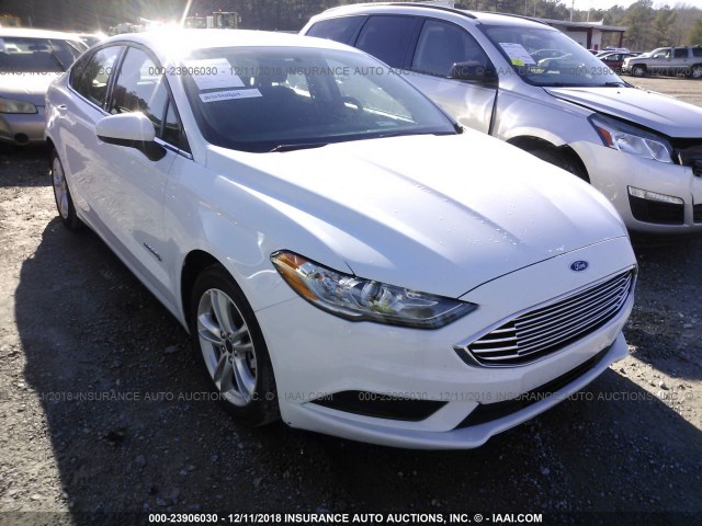 3FA6P0LU3JR208708 - 2018 FORD FUSION SE HYBRID WHITE photo 1