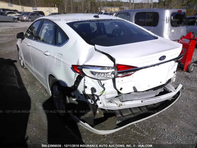 3FA6P0LU3JR208708 - 2018 FORD FUSION SE HYBRID WHITE photo 3