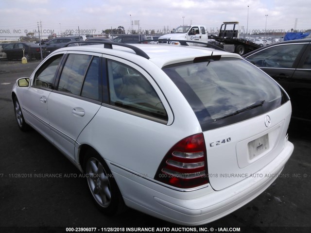 WDBRH61J83F352382 - 2003 MERCEDES-BENZ C 240 SPORTWAGON WHITE photo 3