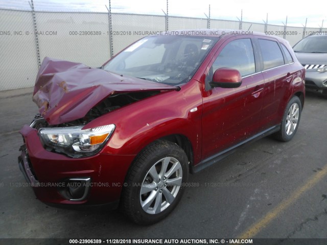 4A4AR4AU0DE024822 - 2013 MITSUBISHI OUTLANDER SPORT SE RED photo 2