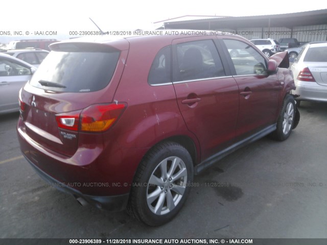 4A4AR4AU0DE024822 - 2013 MITSUBISHI OUTLANDER SPORT SE RED photo 4