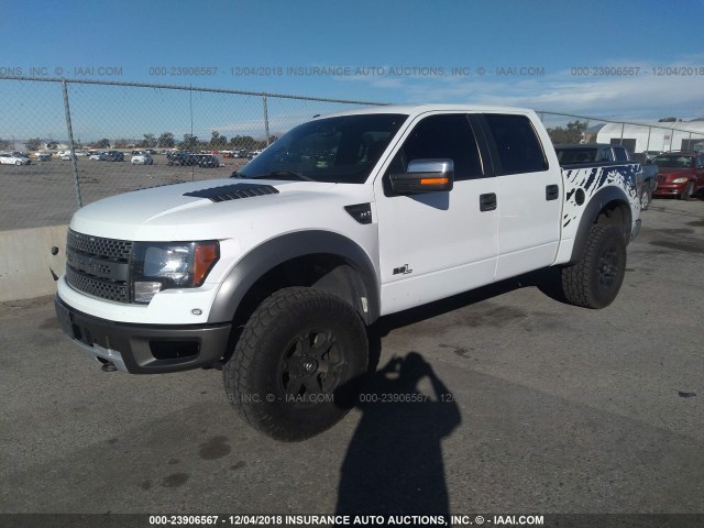 1FTFW1R67BFA73565 - 2011 FORD F150 SVT RAPTOR WHITE photo 2