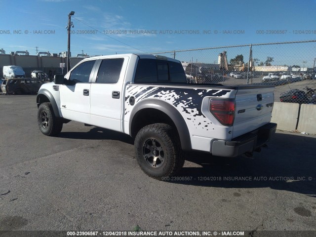 1FTFW1R67BFA73565 - 2011 FORD F150 SVT RAPTOR WHITE photo 3