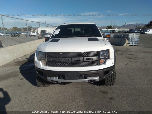 1FTFW1R67BFA73565 - 2011 FORD F150 SVT RAPTOR WHITE photo 6