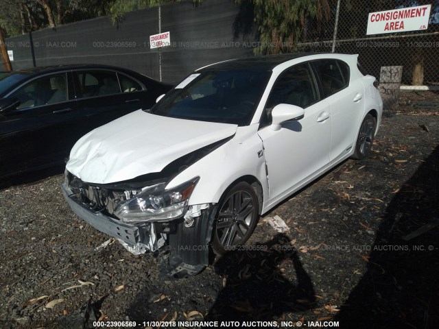 JTHKD5BH8F2244309 - 2015 LEXUS CT 200 WHITE photo 2