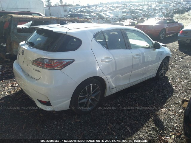 JTHKD5BH8F2244309 - 2015 LEXUS CT 200 WHITE photo 4