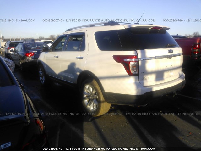 1FM5K8D87DGC93774 - 2013 FORD EXPLORER XLT WHITE photo 3