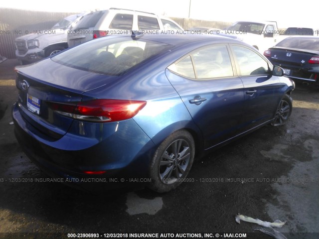 5NPD84LFXJH242669 - 2018 HYUNDAI ELANTRA SEL/VALUE/LIMITED BLUE photo 4