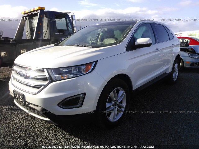 2FMTK3J97FBB06454 - 2015 FORD EDGE SEL WHITE photo 2