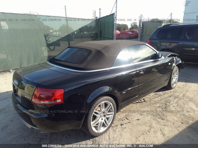 WAUAF48H59K010347 - 2009 AUDI A4 2.0T CABRIOLET BLACK photo 4