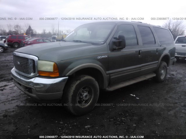 1FMNU43S01EA48659 - 2001 FORD EXCURSION LIMITED GREEN photo 2