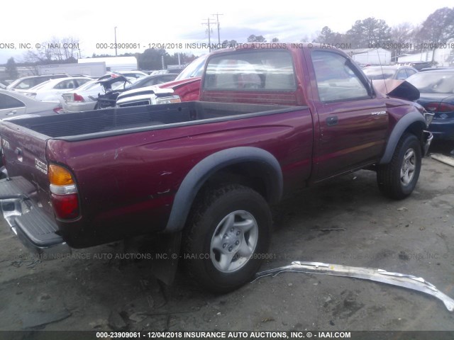 5TENM92N31Z720093 - 2001 TOYOTA TACOMA RED photo 4