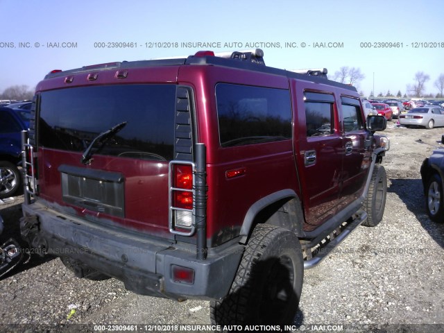 5GRGN23UX5H124827 - 2005 HUMMER H2 MAROON photo 4