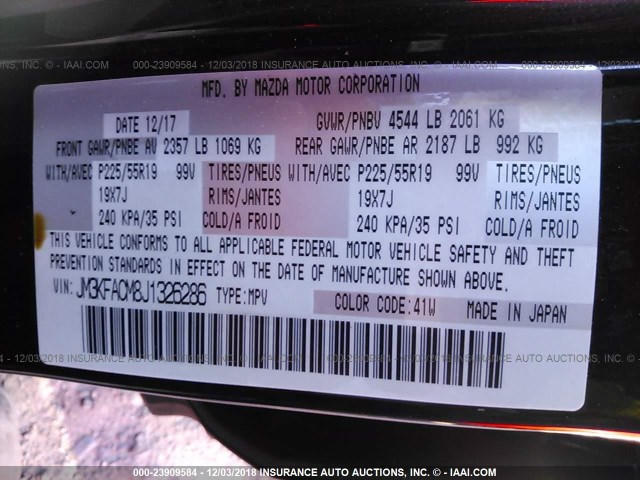 JM3KFACM8J1326286 - 2018 MAZDA CX-5 TOURING BLACK photo 9