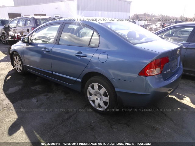 1HGFA16517L021255 - 2007 HONDA CIVIC LX BLUE photo 3