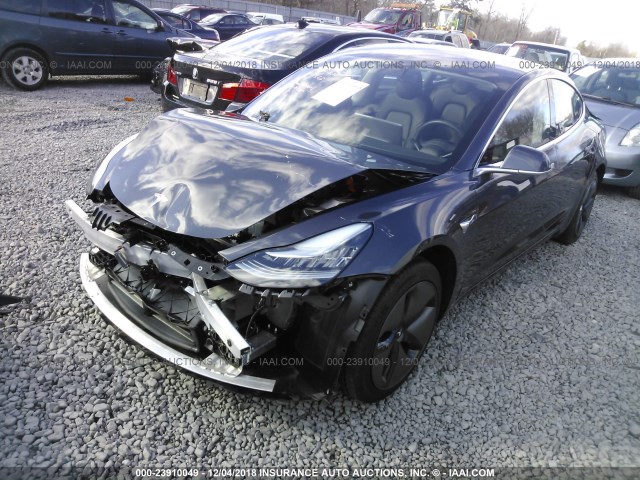 5YJ3E1EA9JF025763 - 2018 TESLA MODEL 3 GRAY photo 2