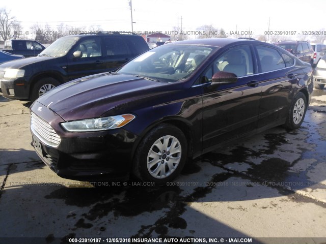 3FA6P0G7XDR108078 - 2013 FORD FUSION S MAROON photo 2