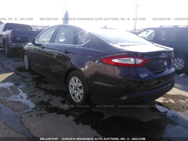 3FA6P0G7XDR108078 - 2013 FORD FUSION S MAROON photo 3