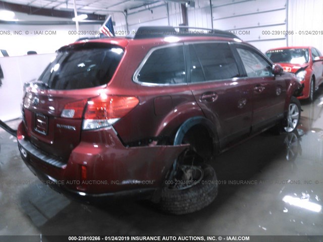 4S4BRCLC1E3259197 - 2014 SUBARU OUTBACK 2.5I LIMITED RED photo 4