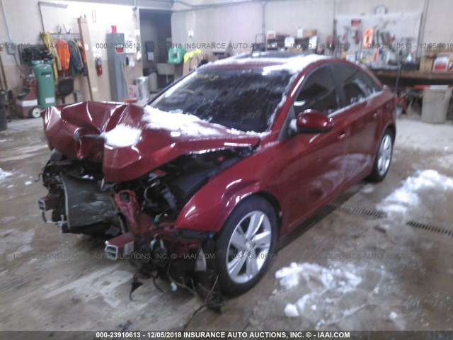 1G1P75SZXE7165581 - 2014 CHEVROLET CRUZE MAROON photo 2