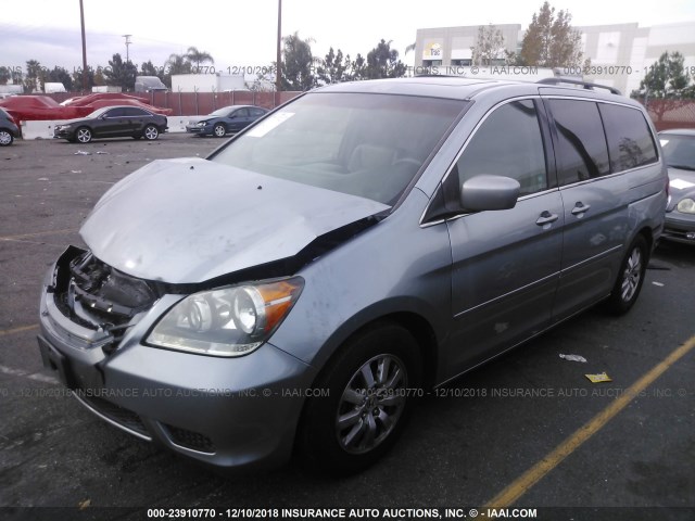 5FNRL38728B019504 - 2008 HONDA ODYSSEY EXL BLUE photo 2