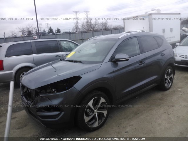 KM8J33A25GU038755 - 2016 HYUNDAI TUCSON LIMITED/SPORT AND ECO/SE GRAY photo 2