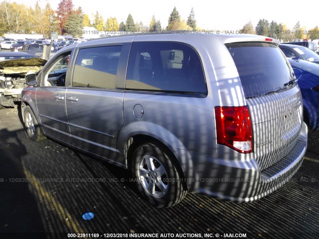 2C4RDGCGXDR552565 - 2013 DODGE GRAND CARAVAN SXT SILVER photo 3