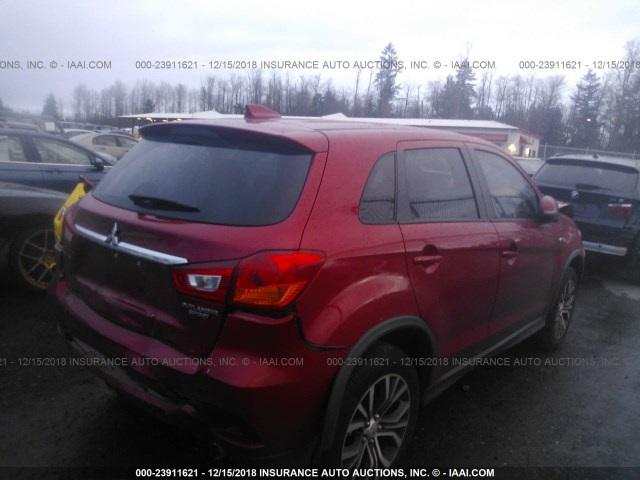 JA4AP3AU6JZ004709 - 2018 MITSUBISHI OUTLANDER SPORT ES/SE MAROON photo 4