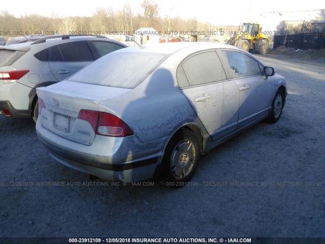 JHMFA36256S013985 - 2006 HONDA CIVIC HYBRID SILVER photo 4