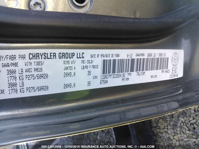 1C6RD7MT3CS264192 - 2012 DODGE RAM 1500 SPORT GRAY photo 8