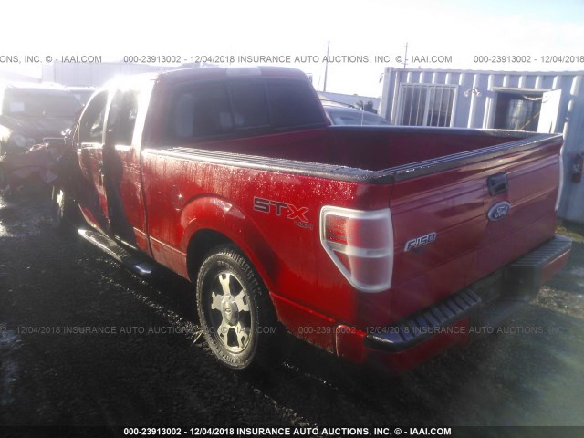 1FTEX1E81AFA13649 - 2010 FORD F150 SUPER CAB RED photo 3