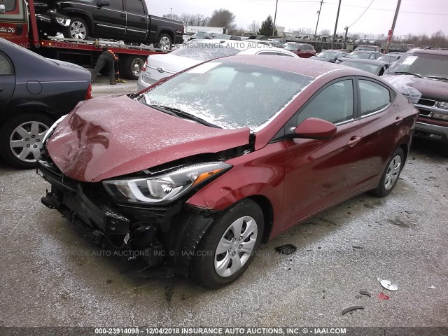 5NPDH4AE1GH752055 - 2016 HYUNDAI ELANTRA SE/SPORT/LIMITED BURGUNDY photo 2