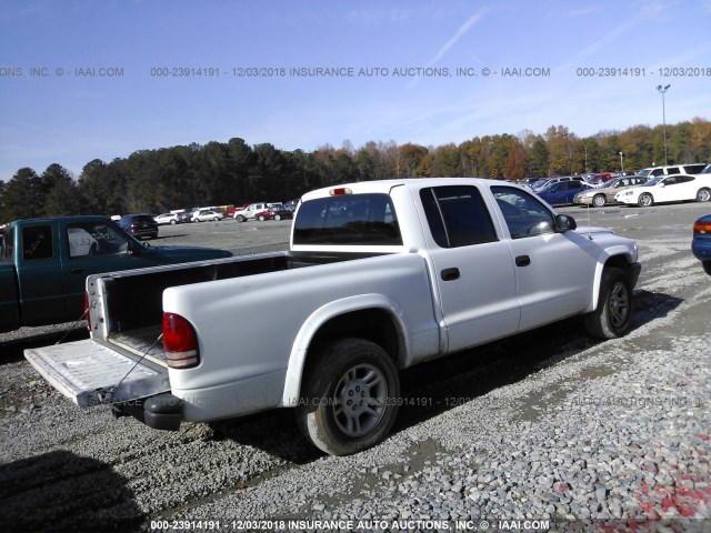 1D7HL38NX4S768824 - 2004 DODGE DAKOTA QUAD SPORT WHITE photo 4