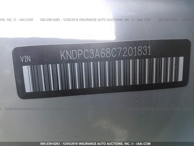 KNDPC3A68C7201831 - 2012 KIA SPORTAGE SX SILVER photo 9