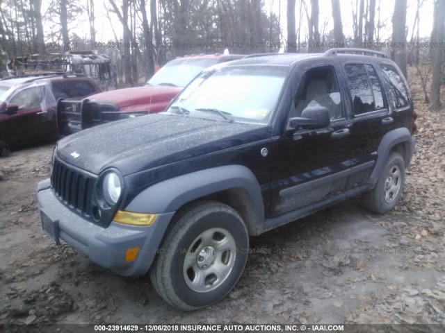 1J4GL48K75W520309 - 2005 JEEP LIBERTY SPORT BLACK photo 2