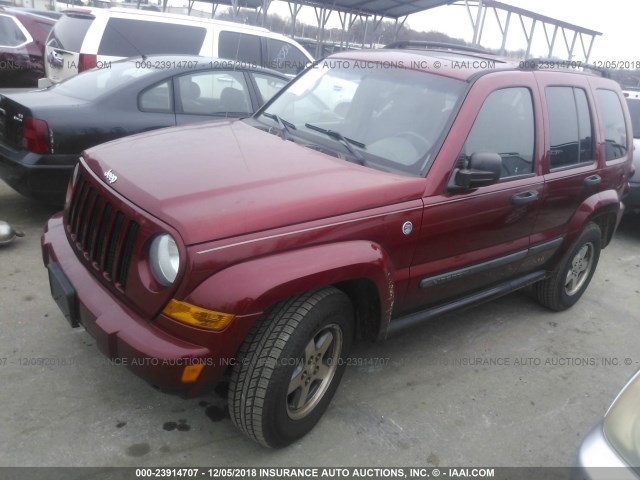 1J4GL38K15W644733 - 2005 JEEP LIBERTY RENEGADE RED photo 2