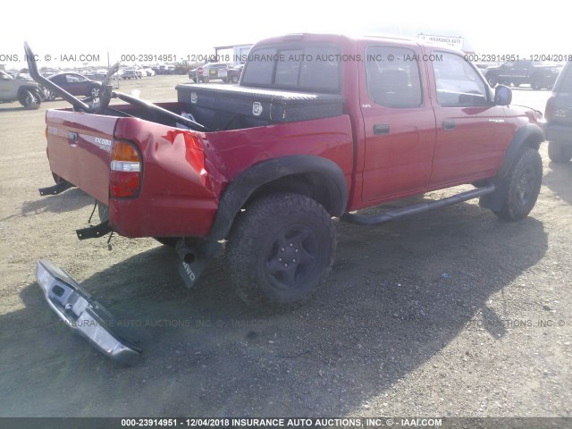 5TEHN72N74Z379607 - 2004 TOYOTA TACOMA DOUBLE CAB 红色 照片 4