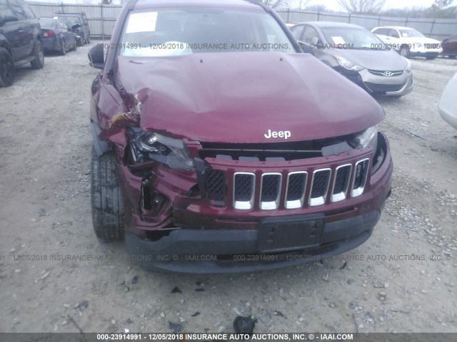 1C4NJDBBXGD713645 - 2016 JEEP COMPASS SPORT BURGUNDY photo 6