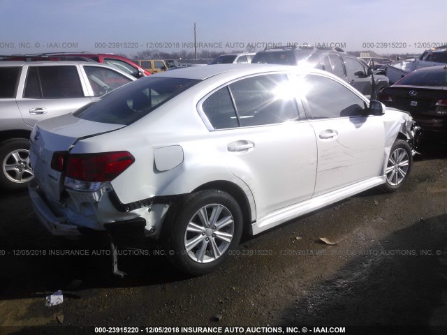 4S3BMCA66C3022735 - 2012 SUBARU LEGACY 2.5I WHITE photo 4