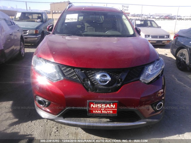 5N1AT2MT6GC832359 - 2016 NISSAN ROGUE S/SL/SV RED photo 6