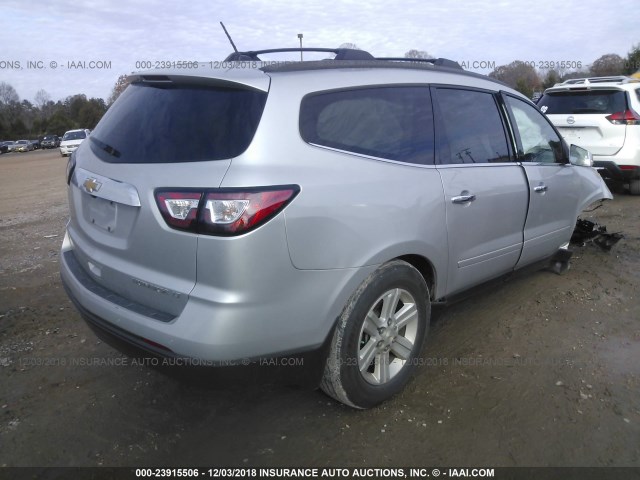 1GNKRJKD9DJ263017 - 2013 CHEVROLET TRAVERSE LT SILVER photo 4