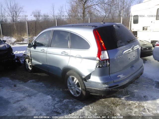 5J6RE4H70BL017913 - 2011 HONDA CR-V EXL Light Blue photo 3